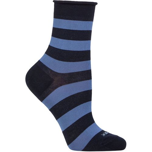 Women's 1 Pair Aberdeen Viscose Striped Socks Navy 3.5-7 Ladies - Burlington - Modalova