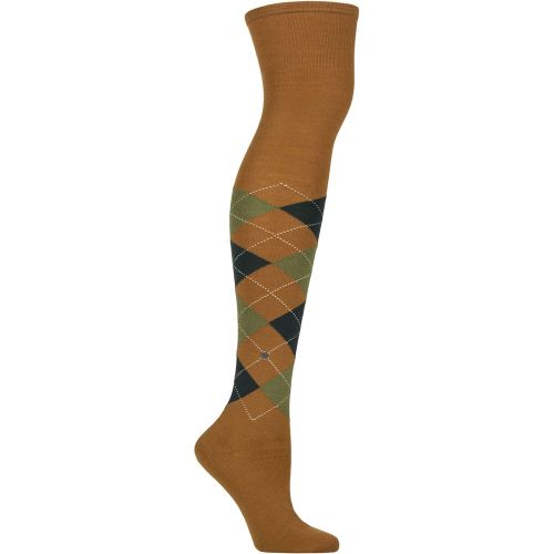 Women's 1 Pair Marylebone Argyle Wool Overknee Socks Old Brass 3.5-7 Women's - Burlington - Modalova