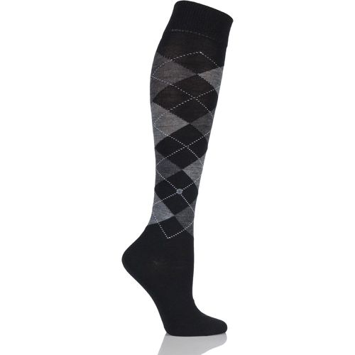 Pair / Grey Marylebone Argyle Wool Knee High Socks Ladies 3.5-7 Ladies - Burlington - Modalova