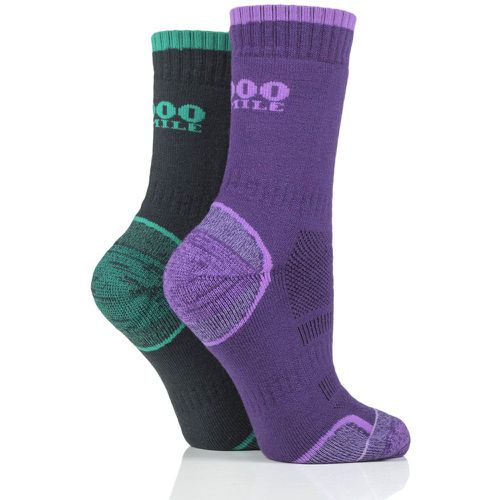 Mens and Ladies 2 Pair Single Layer Walking Socks /Emerald 6-8.5 Ladies - 1000 Mile - Modalova