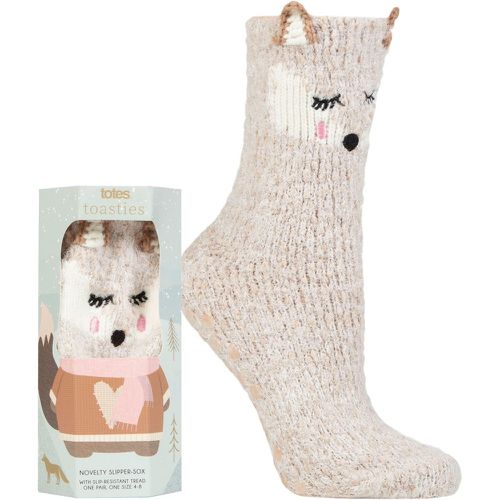 Ladies 1 Pair Cosy Novelty Slipper Socks Fox 4-8 Ladies - Totes - Modalova