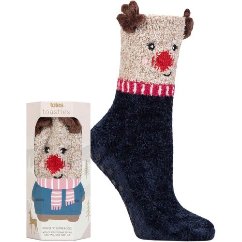 Ladies 1 Pair Cosy Novelty Slipper Socks Reindeer 4-8 Ladies - Totes - Modalova
