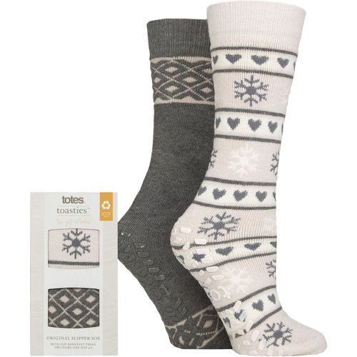 Women's 2 Pair Originals Slipper Socks Fairisle 4-8 Ladies - Totes - Modalova