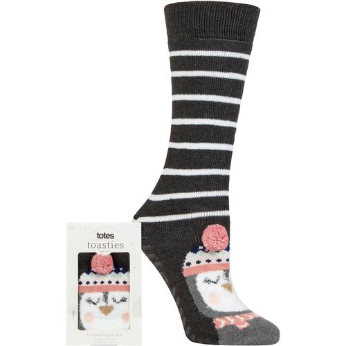 Ladies 1 Pair Original Novelty Slipper Socks with Grip Penguin 4-8 Ladies - Totes - Modalova