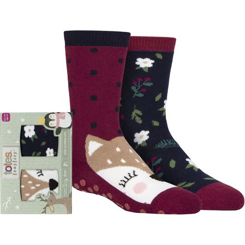 Girls 2 Pair Tots Originals Novelty Slipper Socks Deer 2-3 Years - Totes - Modalova