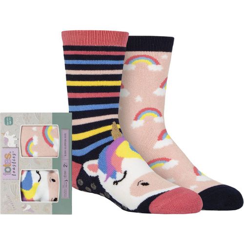 Girls 2 Pair Totes Tots Originals Novelty Slipper Socks Unicorn 1-2 Years - SockShop - Modalova