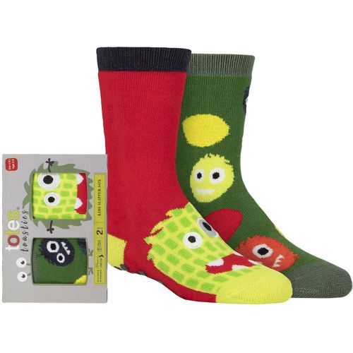 Boys 2 Pair Totes Tots Originals Novelty Slipper Socks Monster 1-2 Years - SockShop - Modalova