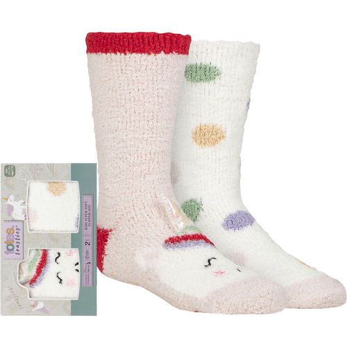 Boys and Girls 2 Pair Super Soft Slipper Socks Unicorn 4-6 Years - Totes - Modalova
