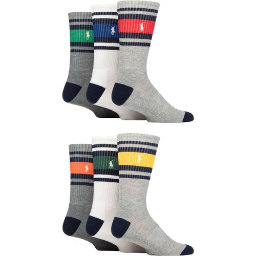 Mens 6 Pack Classic Sport Cushioned Socks Grey / White / Heather OS - Ralph Lauren - Modalova