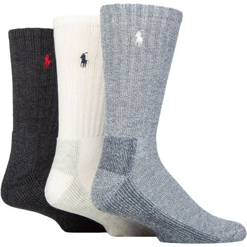 Mens 3 Pair Cushioned Comfort Sole Technical Sport Socks Charcoal / White / Grey OS - Ralph Lauren - Modalova