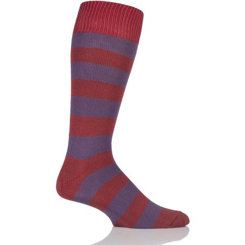 Pair Terracotta / Raisin of London Bold Broad Stripe Cotton Socks Men's 12-14 Mens - SOCKSHOP of London - Modalova