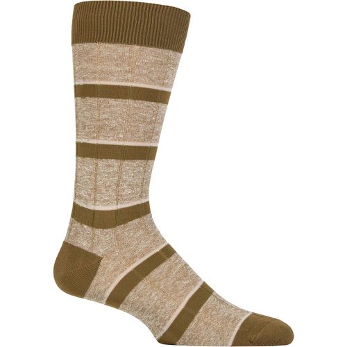 Mens 1 Pair Pantherella Samarkand Linen Blend Striped Ribbed Socks Hessian 7.5-9.5 Mens - SockShop - Modalova
