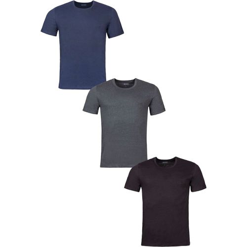 Mens 3 Pack BOSS Plain Cotton Stretch Round Neck T-Shirts Black / Grey / Navy L - Hugo Boss - Modalova