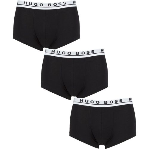 Mens 3 Pack BOSS Plain Cotton Stretch Trunks Logo Small - Hugo Boss - Modalova