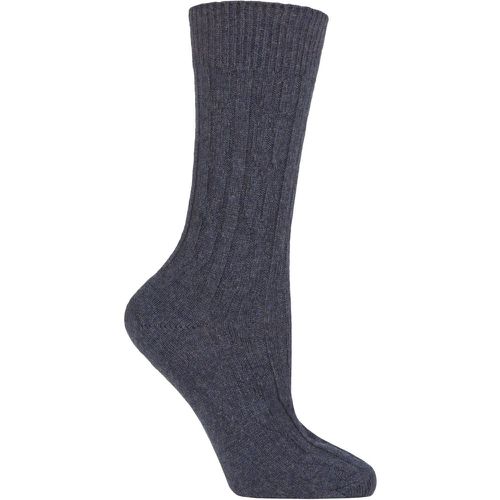 Women's 1 Pair 100% Cashmere Cable Knit Bed Socks Midnight 4-8 Ladies - SOCKSHOP of London - Modalova