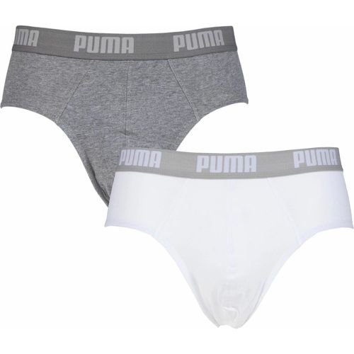 Pack White / Grey Melange Basic Everyday Cotton Briefs Men's Small - Puma - Modalova