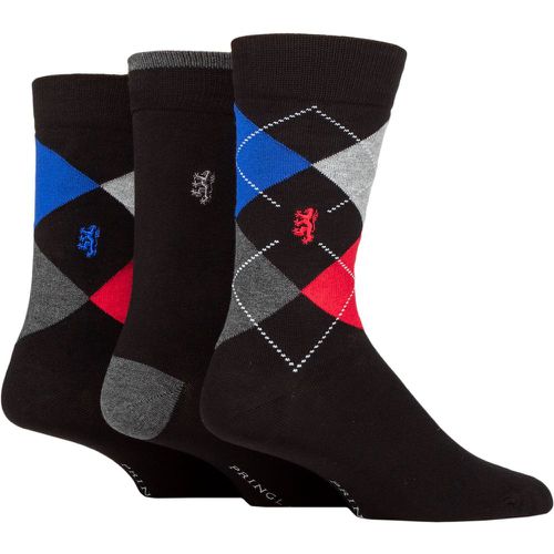 Mens 3 Pair Label Bamboo Patterned, Argyle and Striped Socks Grey / Red / Blue 7-11 Mens - Pringle - Modalova