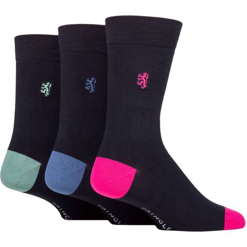 Mens 3 Pair Black Label Bamboo Patterned, Argyle and Striped Socks Navy Pink / / Green Heel & Toe 7-11 Mens - Pringle - Modalova