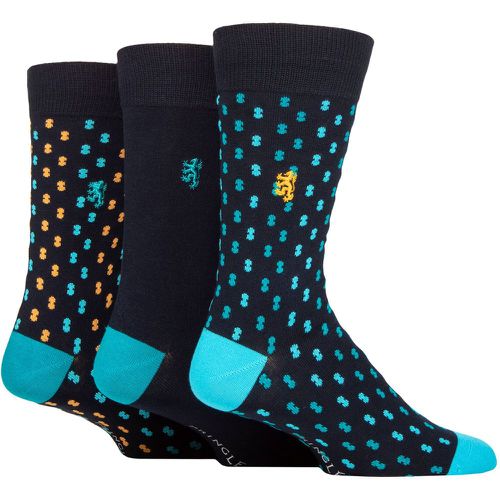 Mens 3 Pair Pringle Black Label Bamboo Patterned, Argyle and Striped Socks Double Spot Navy 7-11 - SockShop - Modalova