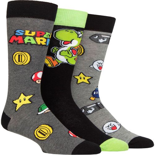 Mens Women's and Kids SOCKSHOP 3 Pair Super Mario Enemies, Power Ups and Yoshi Cotton Socks Multi 4-7 Ladies - Film & TV Characters - Modalova