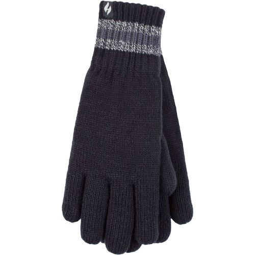 Mens 1 Pack SOCKSHOP Cedar Stripe Cuff Gloves Navy L/XL - Heat Holders - Modalova