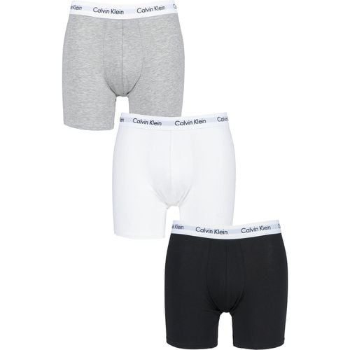 Pack Black / White / Grey Cotton Stretch Longer Leg Boxer Brief Shorts Men's Large - Calvin Klein - Modalova