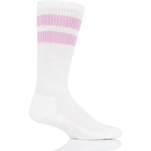 Pair White / Pink Old School Over the Calf Sports Socks Unisex 2.5-4.5 Unisex - Thorlos - Modalova