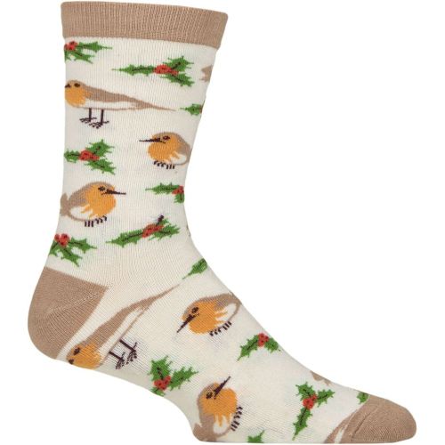 Mens and Women's 1 Pair Fair Trade Christmas Bamboo Socks Robins UK 7-12 - Shared Earth - Modalova
