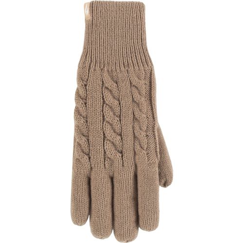 Ladies 1 Pair SOCKSHOP Willow Cable Gloves Beige S/M - Heat Holders - Modalova