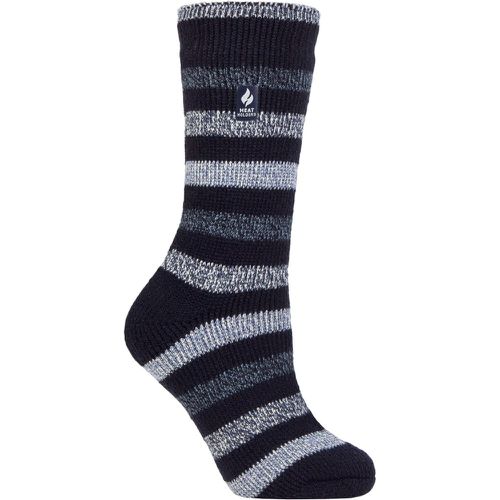 Women's 1 Pair SOCKSHOP 2.3 TOG Patterned Thermal Socks Delamere Stripe Navy 4-8 - Heat Holders - Modalova