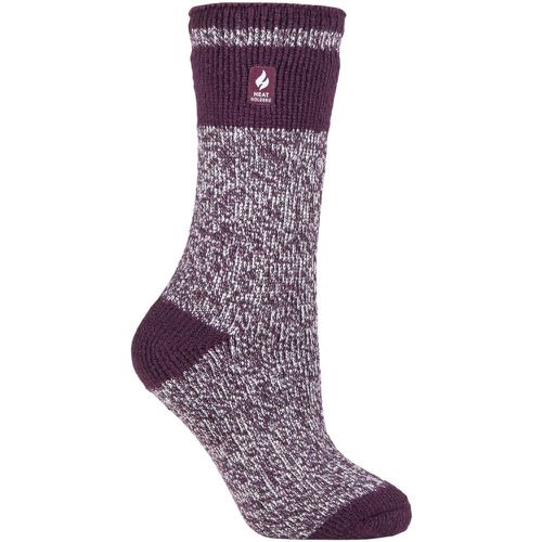 Women's 1 Pair SOCKSHOP 2.3 TOG Patterned Thermal Socks Sydney Block Stripe Plum 4-8 Ladies - Heat Holders - Modalova