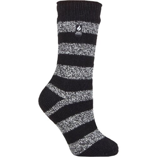 Women's 1 Pair SOCKSHOP 2.3 TOG Patterned Thermal Socks Tuscany Chunky Stripe / White 4-8 Ladies - Heat Holders - Modalova