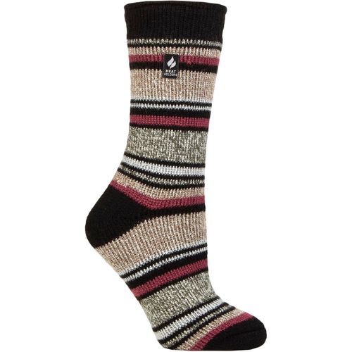 Women's 1 Pair SOCKSHOP 2.3 TOG Patterned Thermal Socks Geneva Multi Stripe Black Oat 4-8 - Heat Holders - Modalova