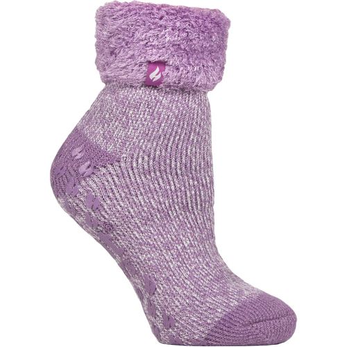 Women's 1 Pair Lounge Feather Turn Over Cuff Socks Queenstown Dark Lilac 4-8 - Heat Holders - Modalova