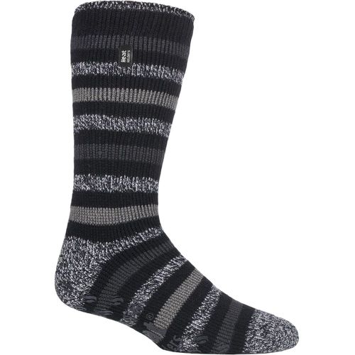 Mens 1 Pair SOCKSHOP 2.3 TOG Plain and Patterned Slipper Socks Stripe / Charcoal 6-11 Mens - Heat Holders - Modalova