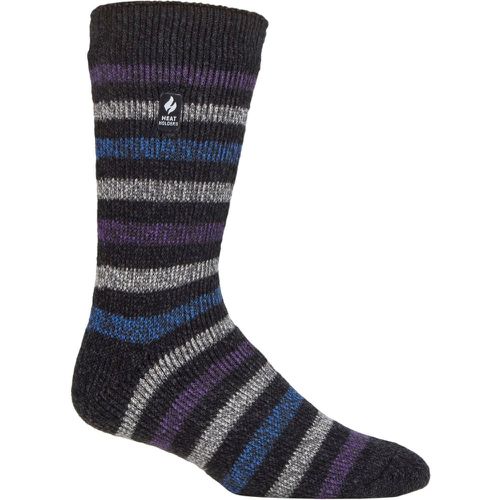 Mens 1 Pair SOCKSHOP 2.3 TOG Patterned and Plain Thermal Socks Dublin Medium Stripe Charcoal 6-11 Mens - Heat Holders - Modalova