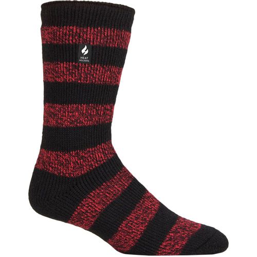 Mens 1 Pair SOCKSHOP 2.3 TOG Patterned and Plain Thermal Socks Palermo Chunky Stripe / Red 6-11 Mens - Heat Holders - Modalova