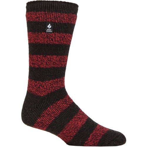 Mens 1 Pair Heat Holders 2.3 TOG Patterned and Plain Thermal Socks Palermo Chunky Stripe Charcoal / Red 6-11 - SockShop - Modalova