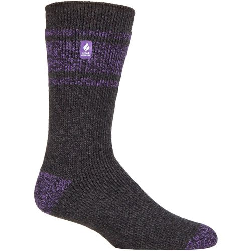 Mens 1 Pair SOCKSHOP 2.3 TOG Patterned and Plain Thermal Socks Athens Charcoal / Purple 6-11 Mens - Heat Holders - Modalova