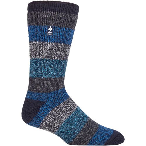 Mens 1 Pair SOCKSHOP 2.3 TOG Patterned and Plain Thermal Socks Milan Thick Twist Stripe Navy / Blue / Petrol 6-11 Mens - Heat Holders - Modalova
