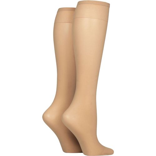 Women's 2 Pair 15 Denier Plus Size Knee Highs Natural Tan One Size - Charnos - Modalova