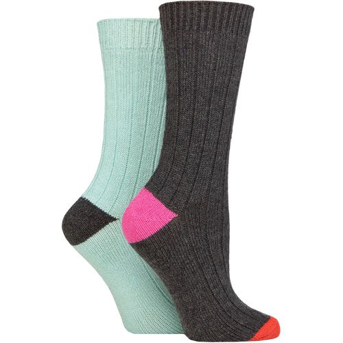 Ladies 2 Pair Caroline Gardner Cashmere and Merino Wool Blend Socks Charcoal / Mint 4-8 - SockShop - Modalova
