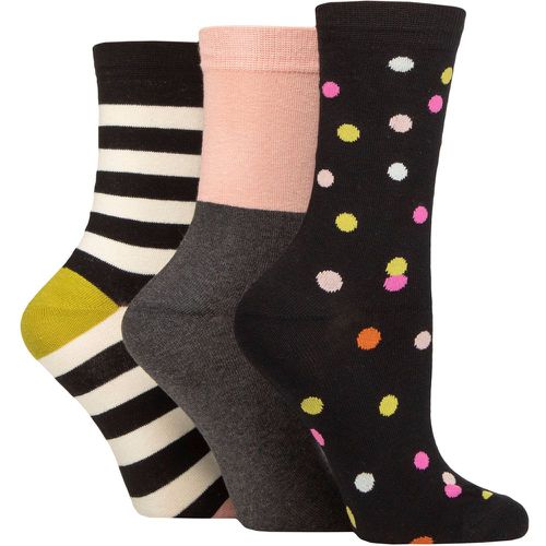 Ladies 3 Pair Caroline Gardner Patterned Cotton Socks Spots / Stripes 4-8 - SockShop - Modalova