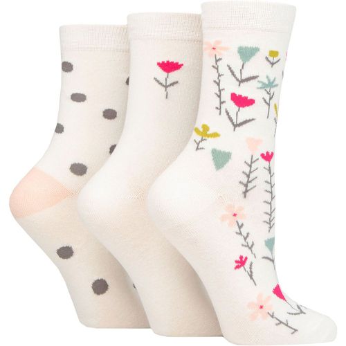 Ladies 3 Pair Patterned Cotton Socks Floral UK 4-8 - Caroline Gardner - Modalova