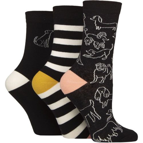 Women's 3 Pair Caroline Gardner Patterned Cotton Socks Dog Outline 4-8 Women's - SockShop - Modalova