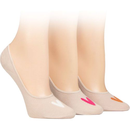 Ladies 3 Pair Caroline Gardner Casual Shoe Liner Socks Hearts Nude 4-8 - SockShop - Modalova