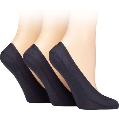 Women's 3 Pair Plain Cotton No-Show Shoe Liner Socks Navy 4-8 - Caroline Gardner - Modalova