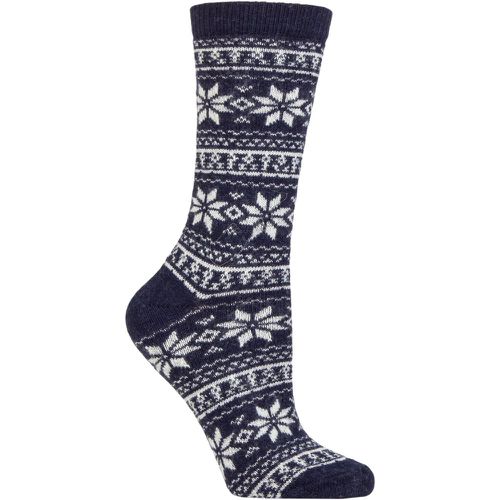 Ladies 1 Pair Cashmere Fairisle Socks Navy One Size - Charnos - Modalova