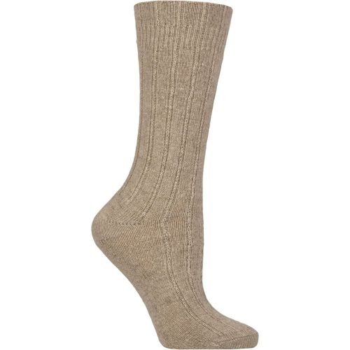 Women's 1 Pair Charnos Cashmere Slouchy Top Socks Oatmeal One Size - SockShop - Modalova