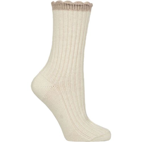 Women's 1 Pair Charnos Cashmere Scallop Top Ribbed Socks One Size - SockShop - Modalova